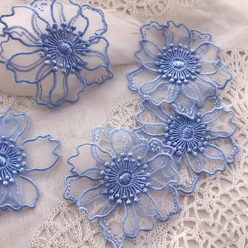5Pcs Double Layer Lace Flower Patches