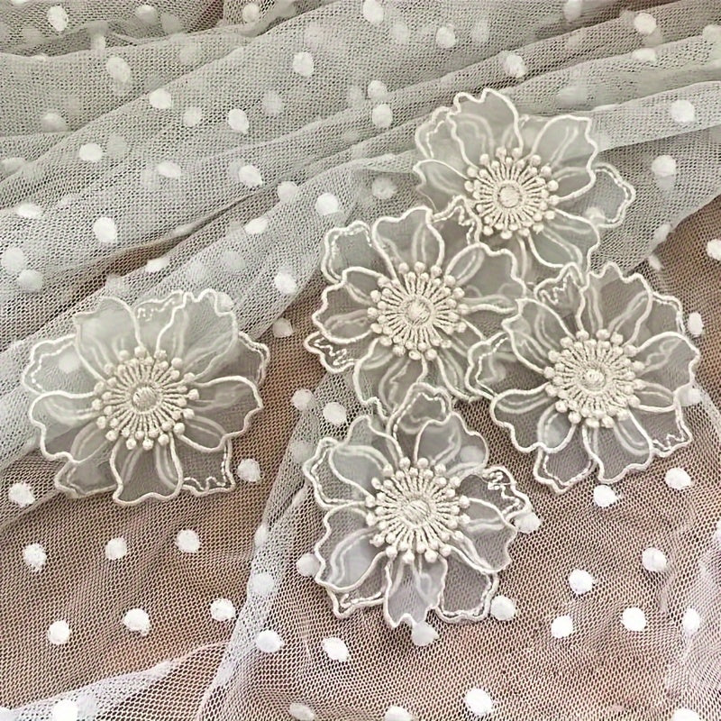 5Pcs Double Layer Lace Flower Patches