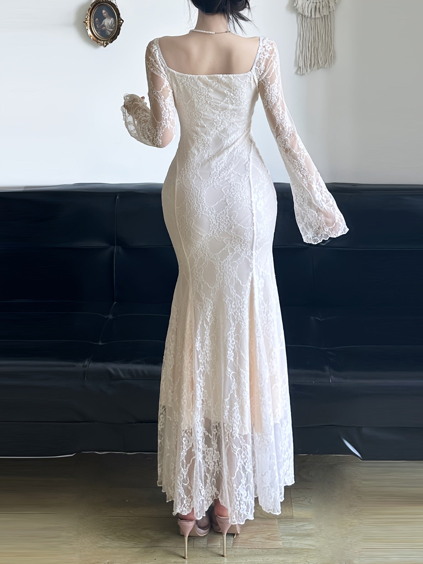 French-Inspired Ruffle Lace Dress