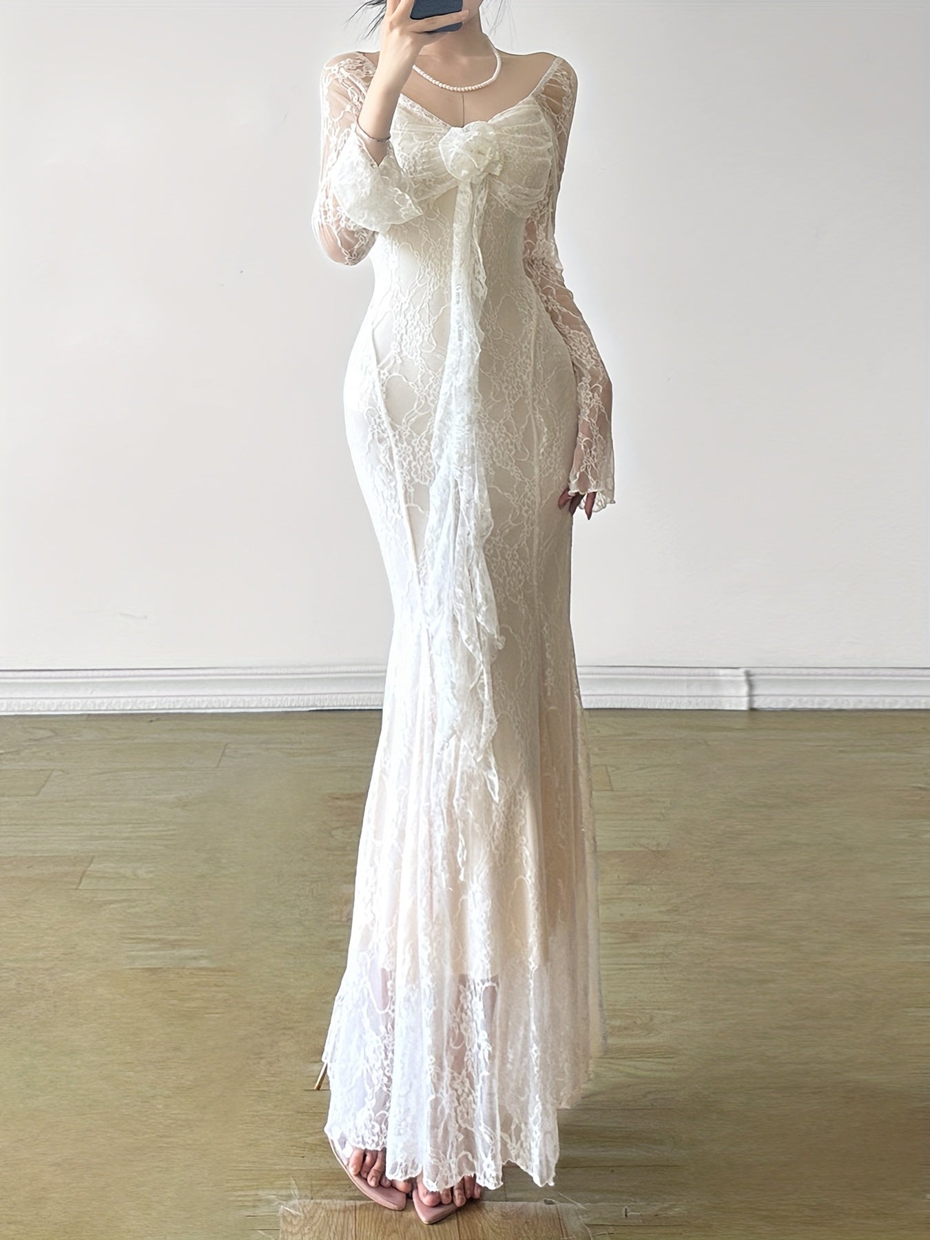 French-Inspired Ruffle Lace Dress