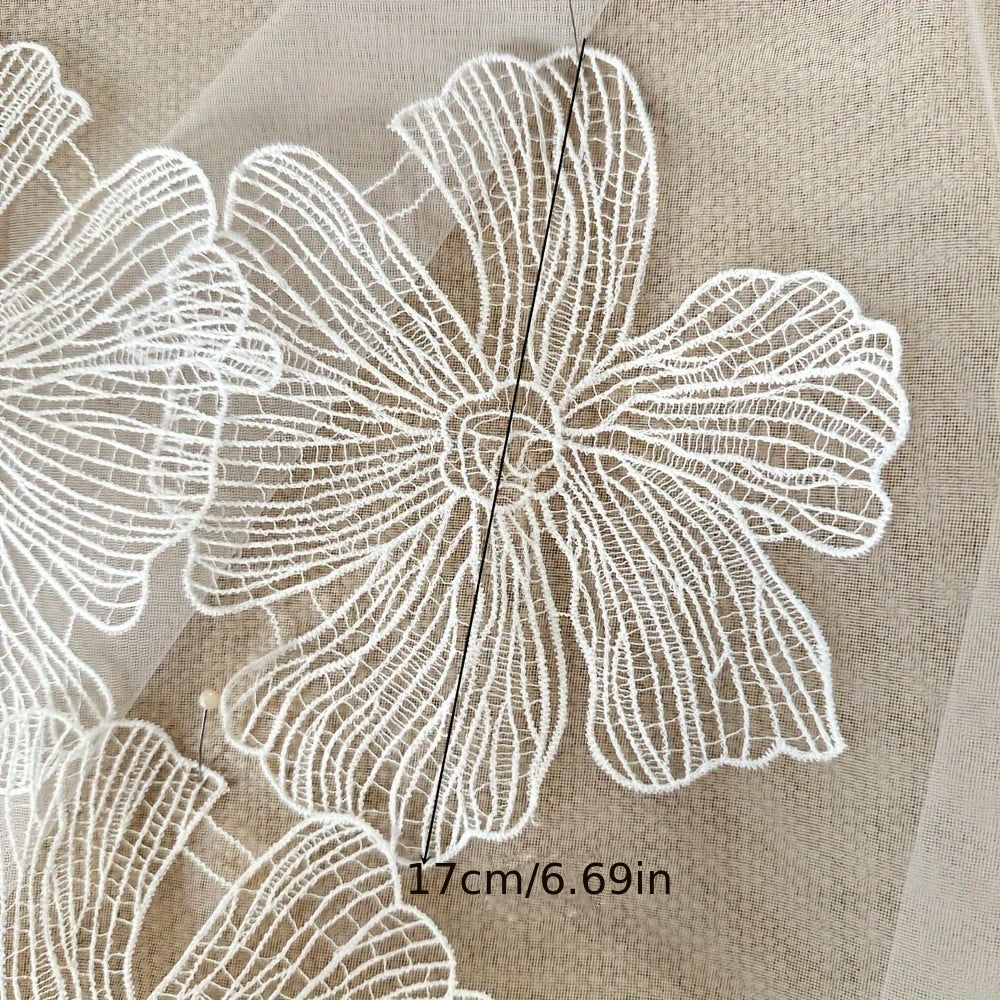 5/10pcs) White Floral Lace Embroidery Patches